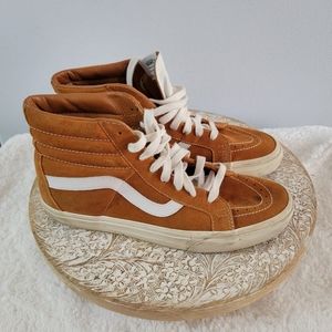 Men’s Vans Vault Sk8-Hi Lx Shoes Pumpkin Brown Suede Sneakers Size 10